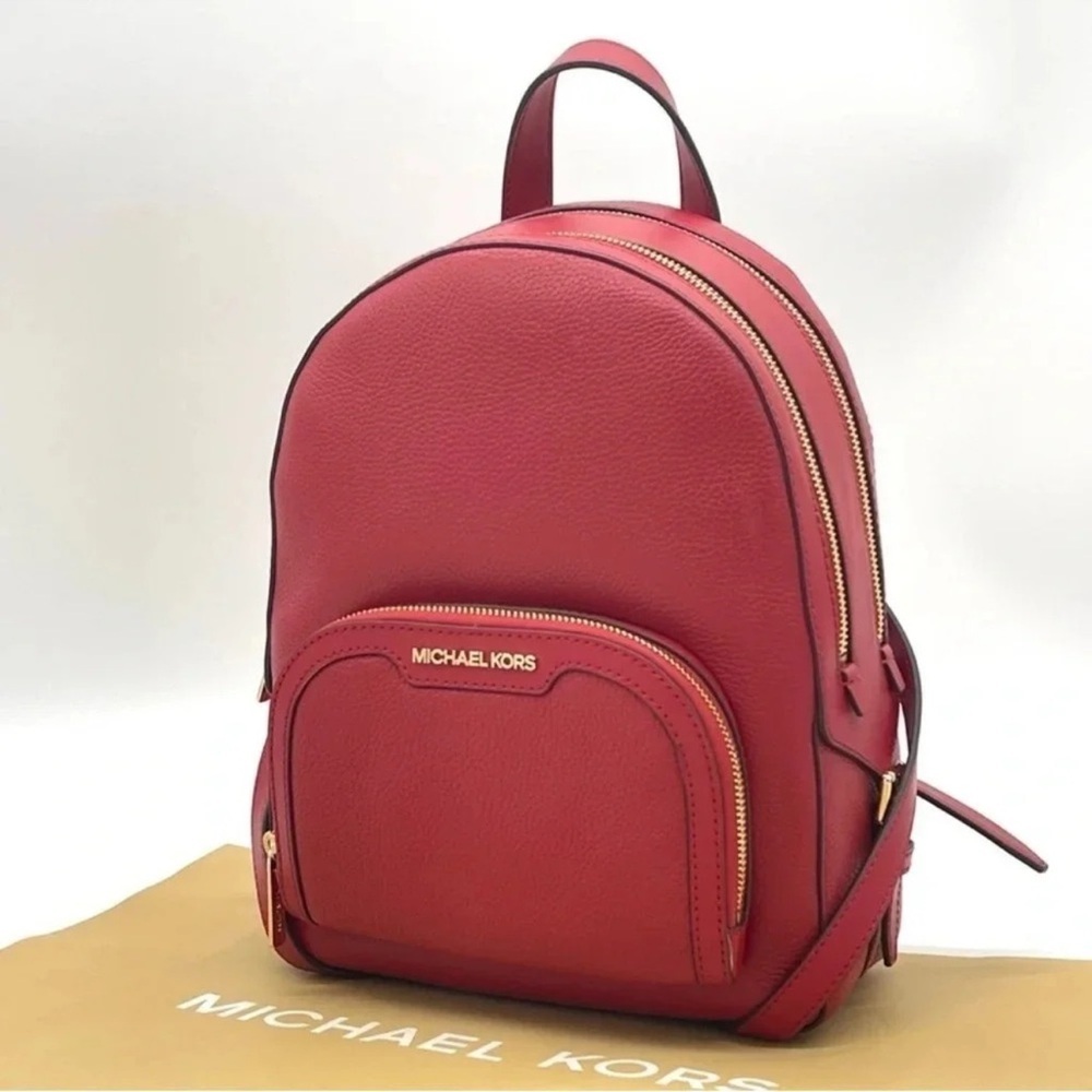 Michael Kors Medium Jaycee Backpack Red/Gold - Picture 4 of 13